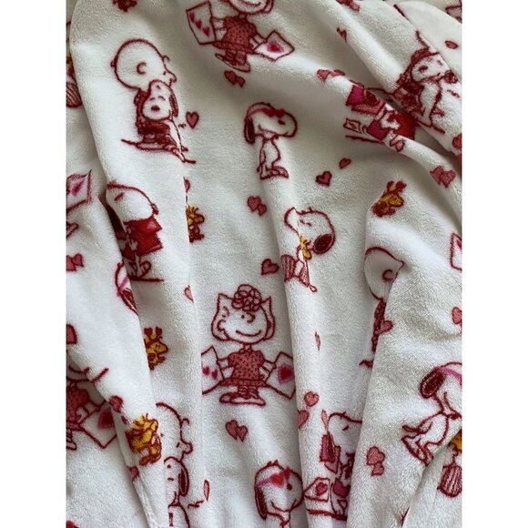 Peanuts Snoopy Charlie Brown Whole Gang Valentines Soft Robe Women’s Sz L / XL - Picture 9 of 10